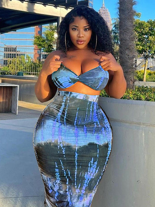 Tie-dye Strapless Skirt Set