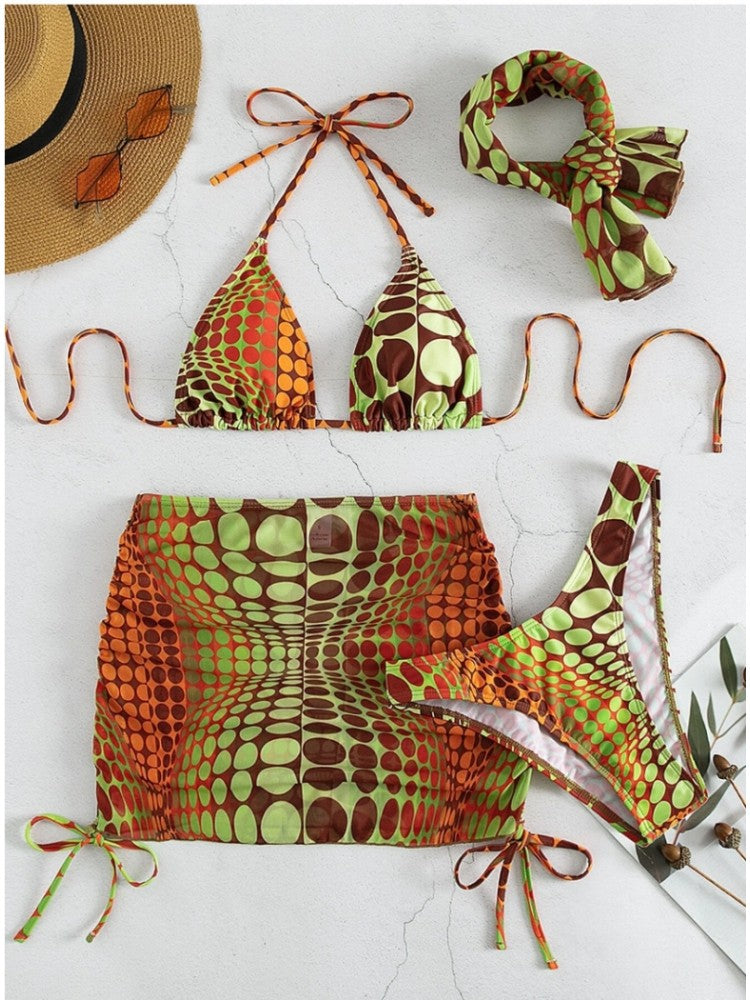 Spotted 4 Piece Bikini Set