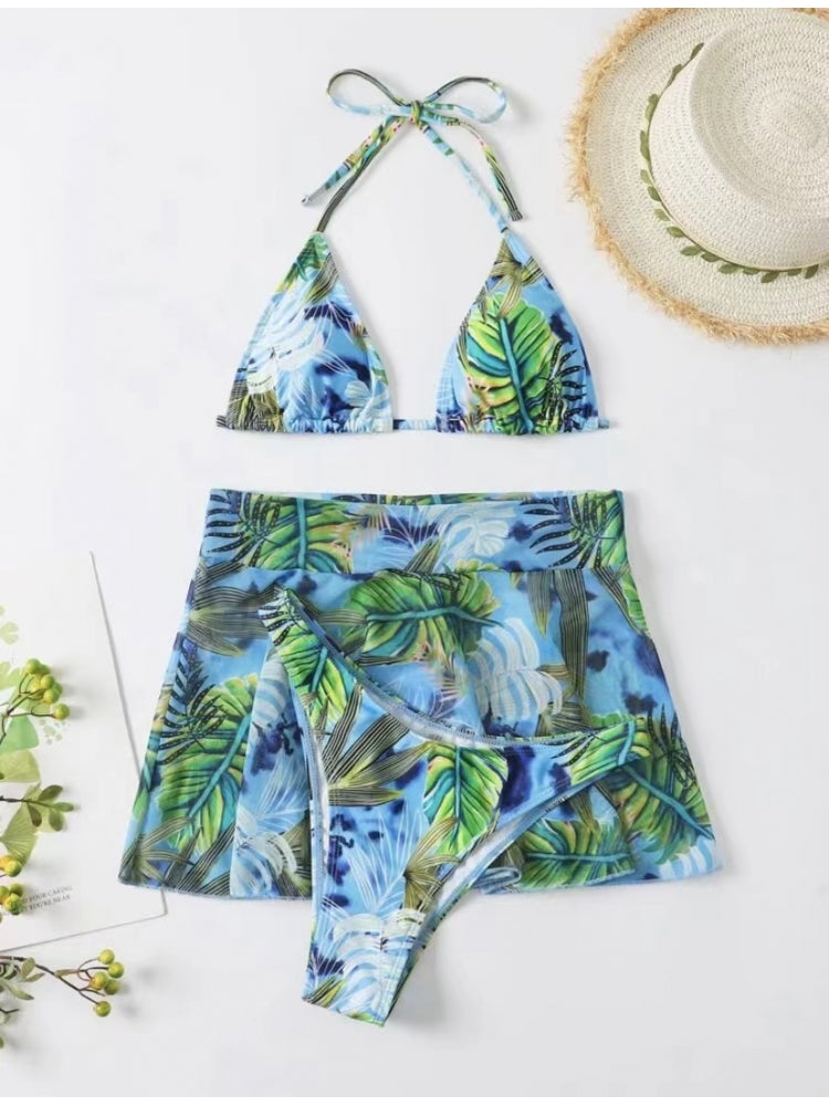 Tropical Printed 3 Piece Bikini Set