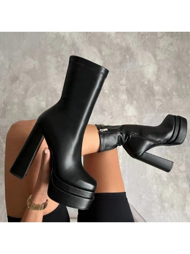 Chunky Heel Platform Booties