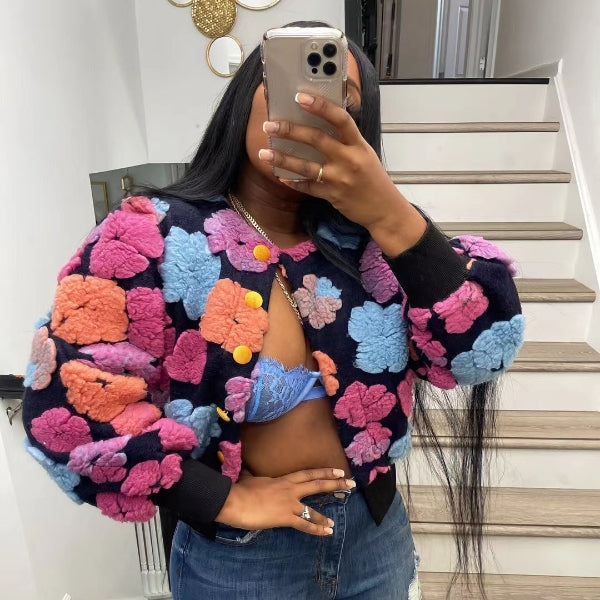 Flower Cropped Jacket