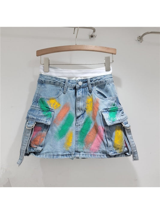 Colorful Denim Skirt