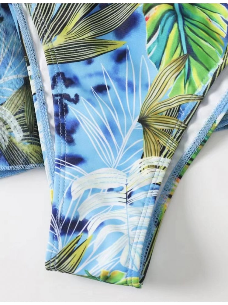 Tropical Printed 3 Piece Bikini Set