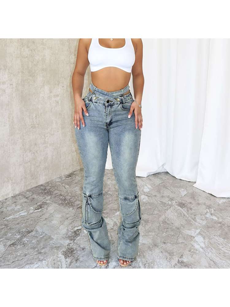 Denim Wrapped Waist Jeans