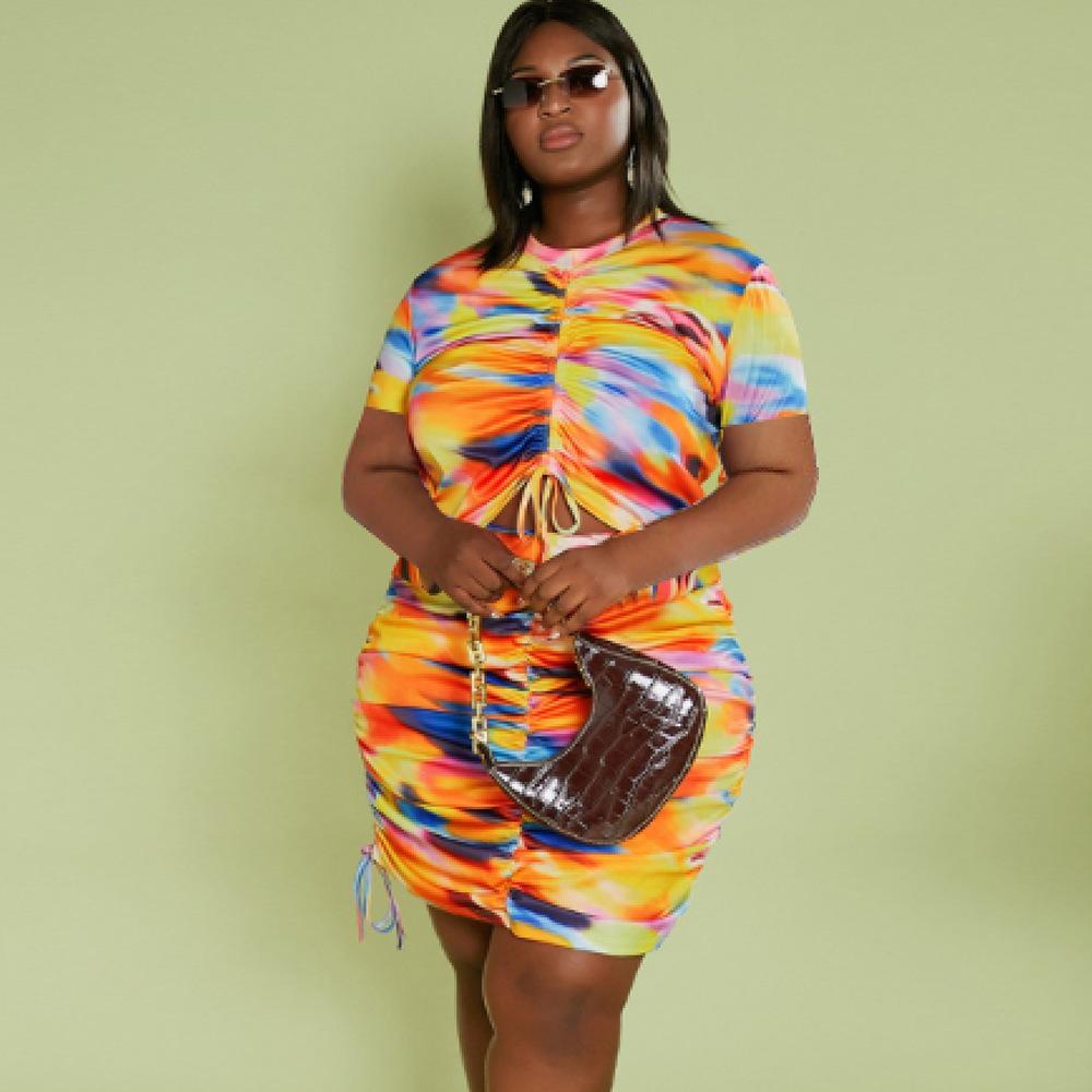 Tie-dye Ruched Skirt Set