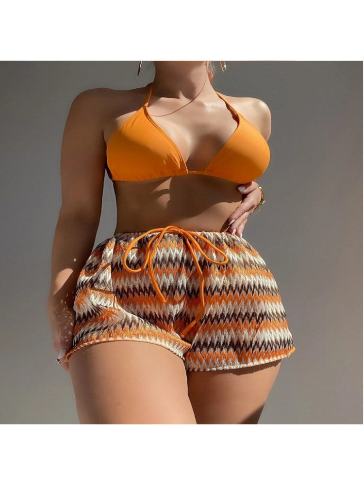 Retro Shorts 3 Piece Bikini Set