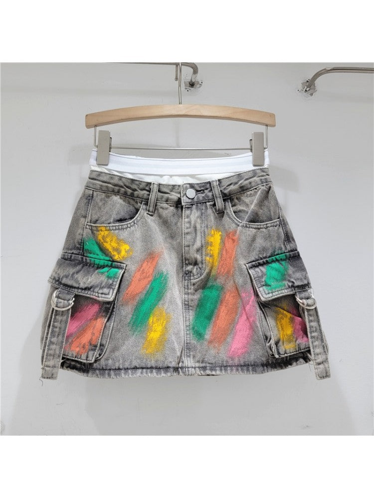 Colorful Denim Skirt