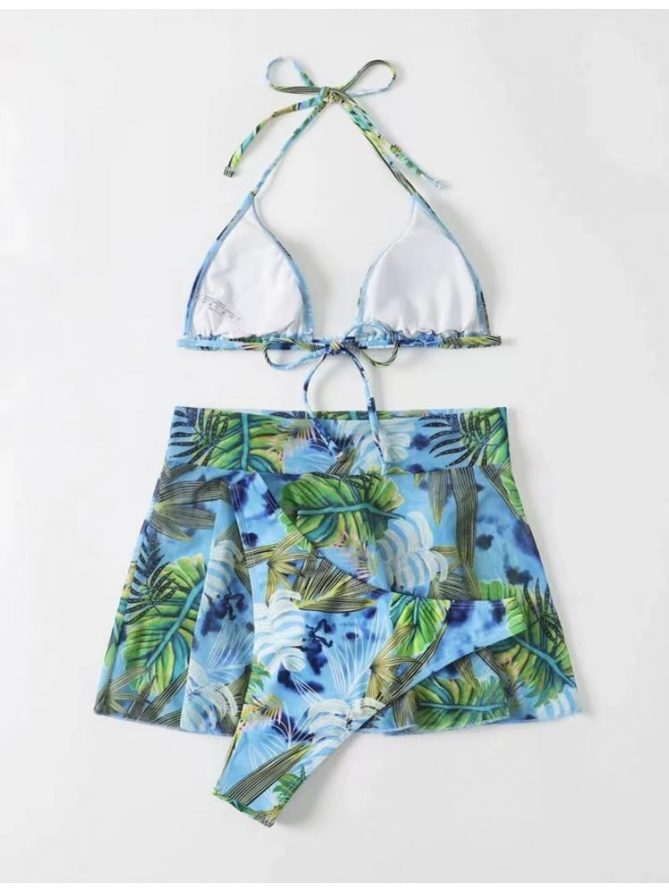 Tropical Printed 3 Piece Bikini Set