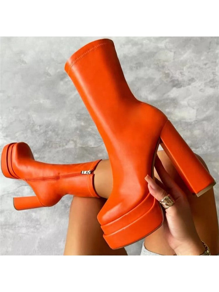 Chunky Heel Platform Booties