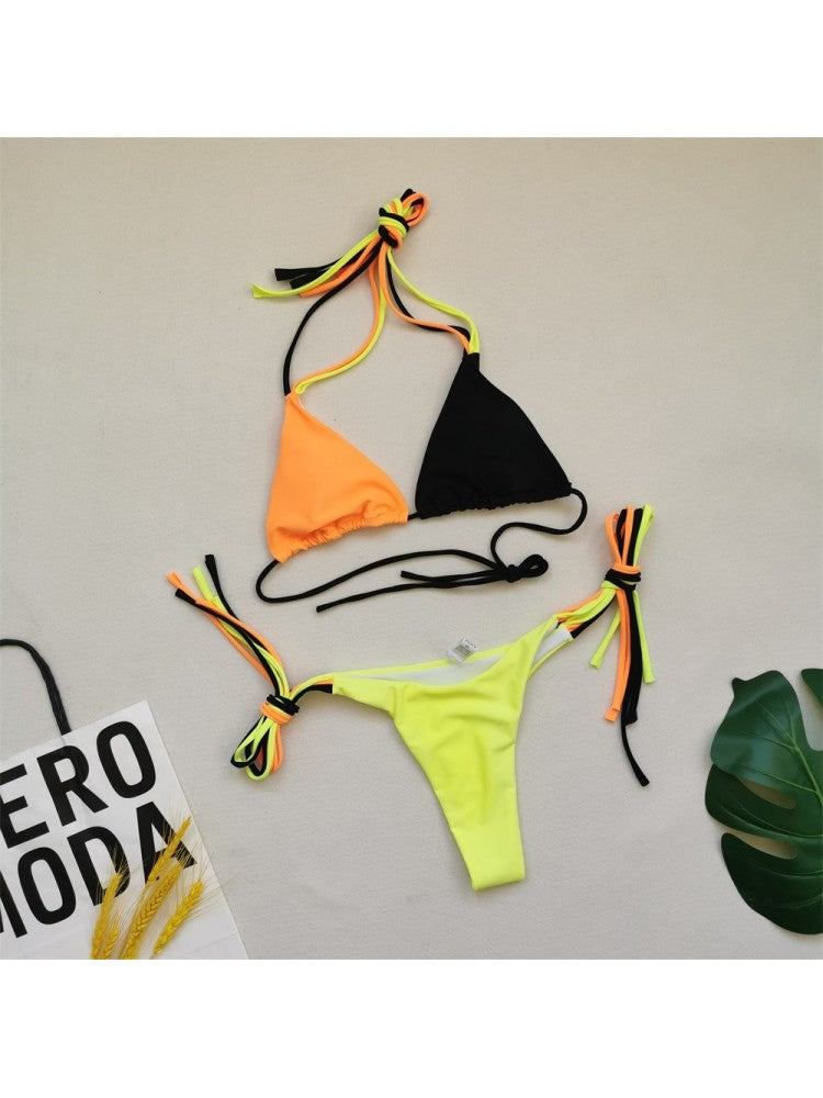 Tri-Color Thong Bikini