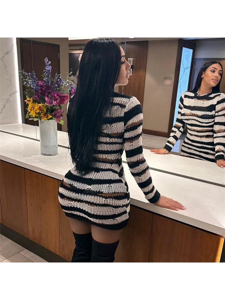 Striped Bodycon Sweater Dress